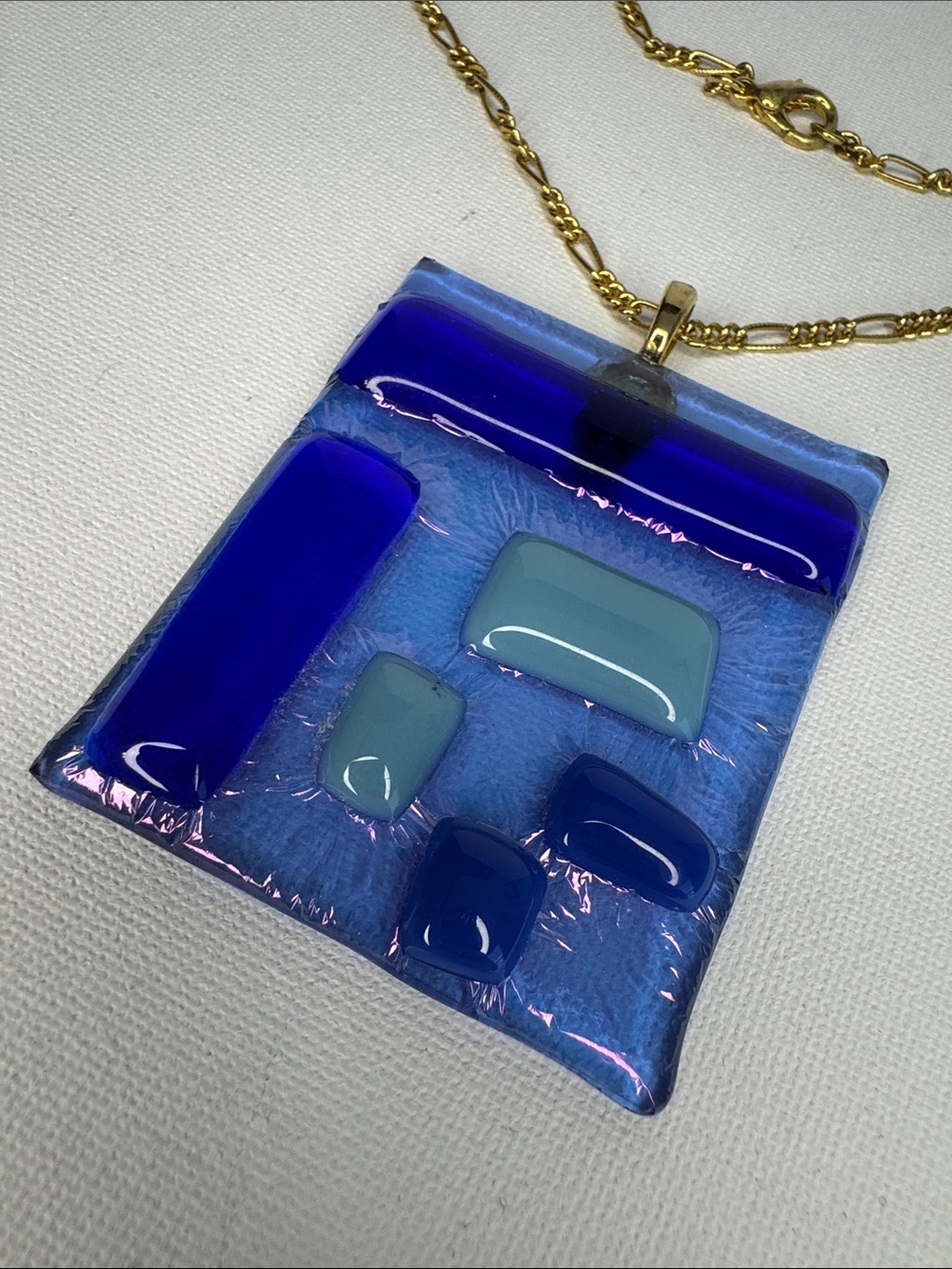 Handcrafted Fused Glass Pendant Necklace Suncatcher - Picture 3 of 4
